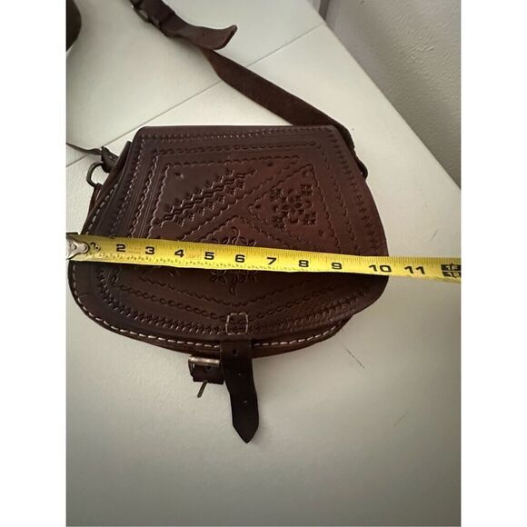 Vintage Women's Brown Handmade Leather Saddle Bag OS - Picture 10 of 11
